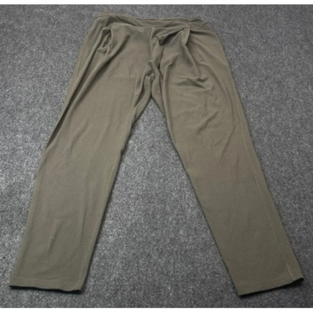 Lululemon Wrap Front Pants Womens 10 Olive Green Pleated Relaxed Stretch Active